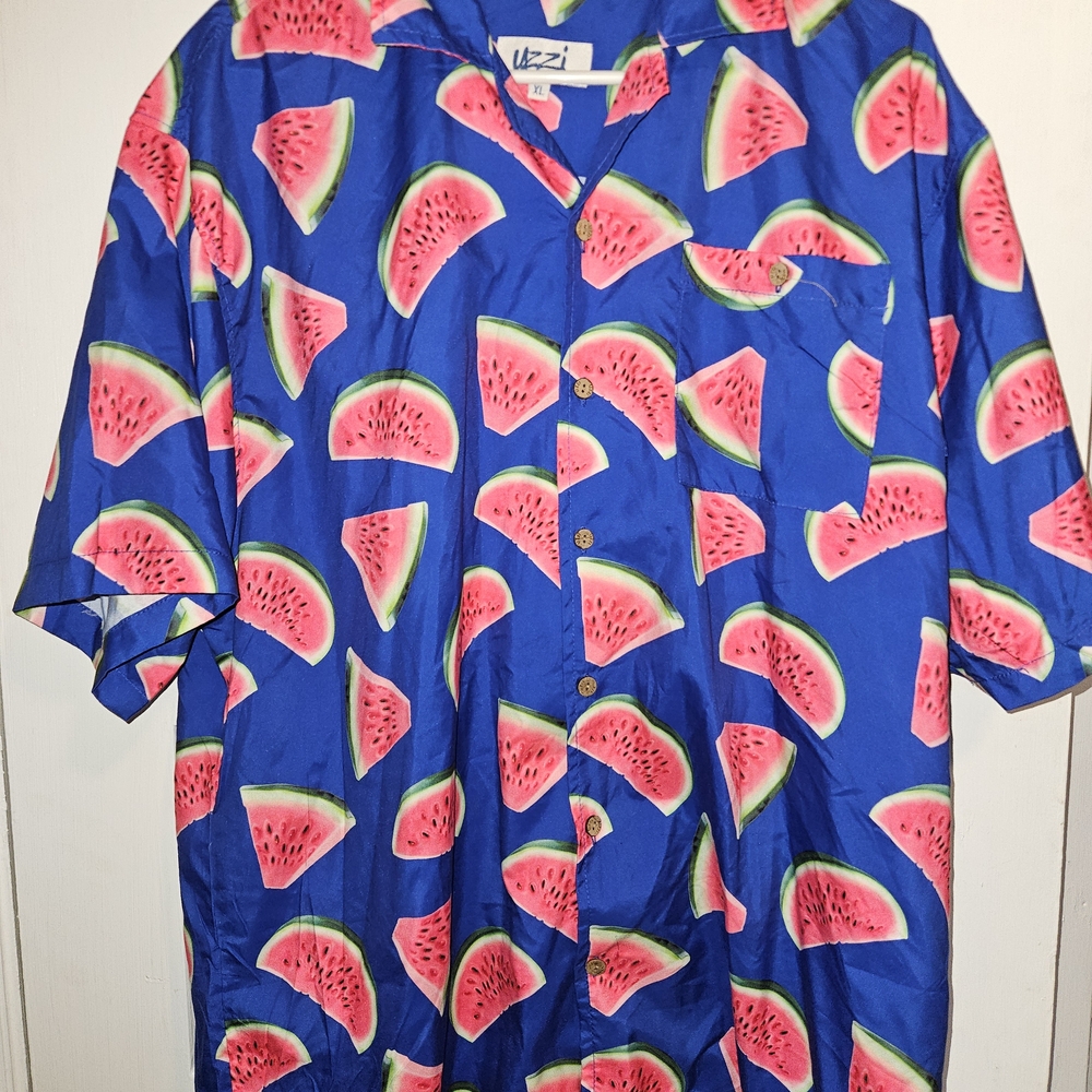 Vibrant Watermelon Print Men's Casual Shirt